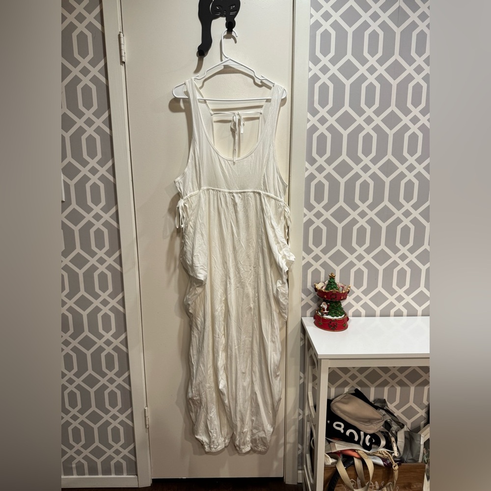 XL Anthropologie White Sleeveless Jumpsuit